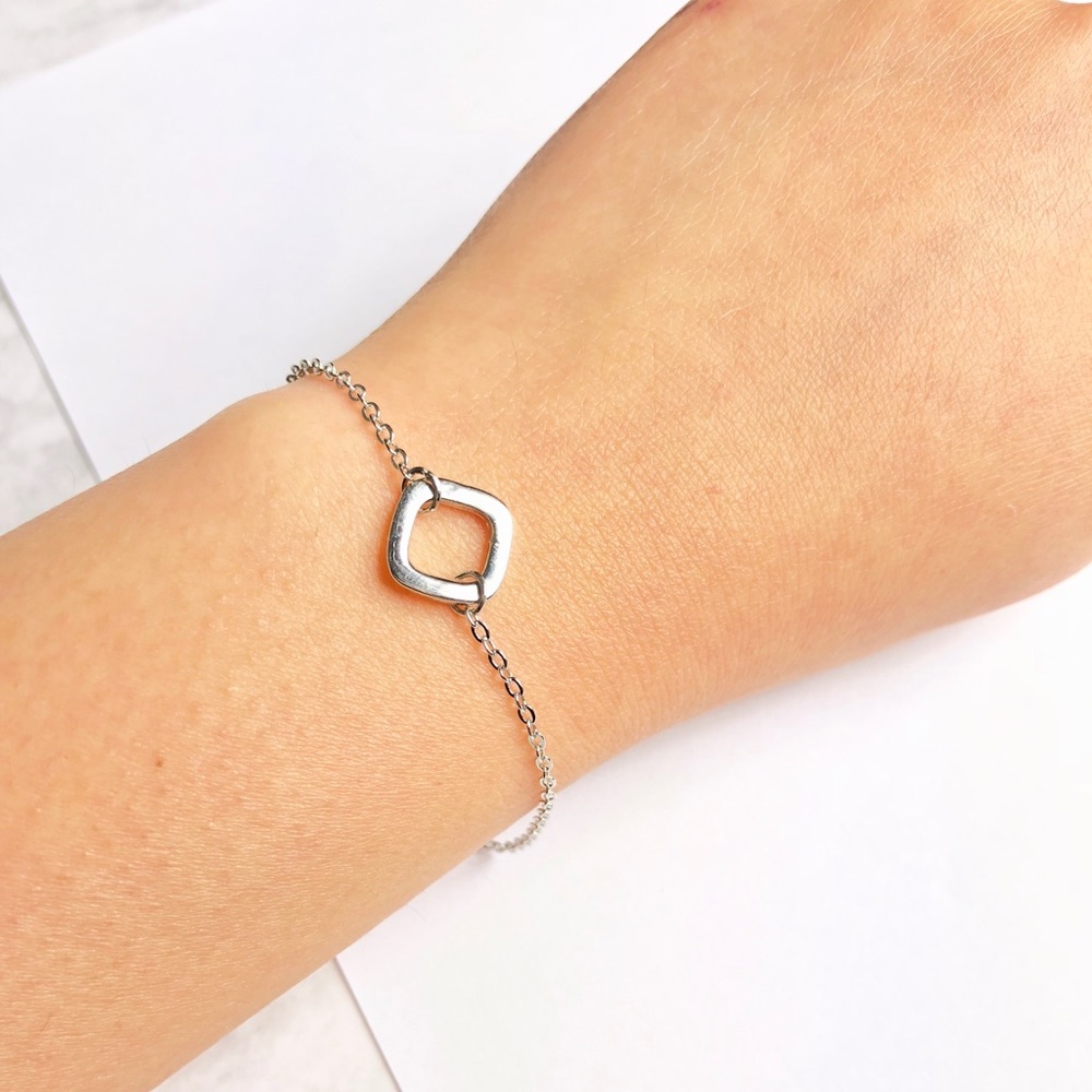 New! Silver Square Charm Bracelet